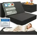 Produktbild: Blumtal Klappmatratze 140x200 cm - 3teilige Gästematratze klappbar extra dick (14 cm) - rückenfreundliche Faltmatratze Schaumstoff - faltbare Matratze + Bezug in Anthrazit hautfreundlich & waschbar