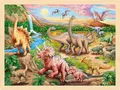 Produktbild: goki 57348 - Einlegepuzzle Dinosaurierwanderung - 96 Teile aus Holz - buntes Far
