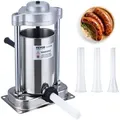 Produktbild: VEVOR Manueller Wurstfüller, 2 l / 5 Pfund vertikale Wurstmaschine mit G-Typ-Klemme, lebensmittelechtes 304 Edelstahlfass mit 2 Füllrohren, für Zuhause, Küche, Restaurant, Gewerbe