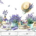 Produktbild: 20 Servietten Lavender Farm in Provence Lavendel Blumen Landhaus Strohhut 33x33