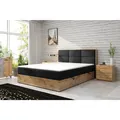 Produktbild: M-Punkt GmbH Boxspringbett STOCKHOLM Eiche Holz mit Bettkasten 180 x 200 cm Webstoff Schwarz - versch. Varianten