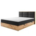 Produktbild: Boxspringbett STOCKHOLM Eiche Holz mit Bettkasten 180 x 200 cm Webstoff Schwarz Anthrazit Bett Bettkasten Ehebett Hotelbett Designerbett Luxus