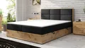 Produktbild: Boxspringbett Stockholm Eiche Holz mit Bettkasten 180 x 200 cm Webstoff Schwarz