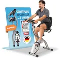 Produktbild: SportPlus Klappbarer Heimtrainer – Leises Hometrainer Fahrrad für Zuhause – Faltbares Fitnessbike & Ergometer mit Rückenlehne – Heimtrainer Fahrrad bis 100 kg belastbar – Indoor Cycling