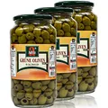 Produktbild: ADRIA - 3er Pack Grüne Oliven entsteint in Salzlake eingelegt im 900 g Glas (ohne Stein)