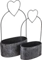 Produktbild: Deko Herz-Schalen Set 2x Metall Schwarz Oval Vintage-Look