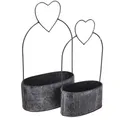 Produktbild: Deko Herz-Schalen Set 2x Metall Schwarz Oval Vintage-Look