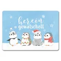 Produktbild: Pinguin Familie Fußmatte in 35x50 cm ohne Rand mit Spruch Hereingewatschelt