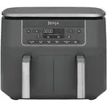 Produktbild: Ninja Dual Zone Digital Air Fryer, 2 Schubladen, 6-in-1, Heißluftfritteuse ohne Öl, 7,6L, Heißluft-Frittieren, Max Crisp, Rösten, Backen, Aufwärmen, Spülmaschinenfeste Körbe, Metallic Grau DZ300EU