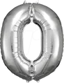 Produktbild: AMSC BALLON 0 SI - AMSCAN Folienballon Zahl 0 silber