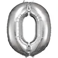 Produktbild: Amscan 9906285 - Riesen Folienballon Zahl 0, Größe 66 x 88 cm, Silber, XXL, Heliumballon, Geburtstag, Jubiläum, Partydekoration