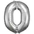 Produktbild: Folienballon Zahl 0 silber 70 cm x 86 cm  Ballons