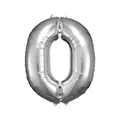 Produktbild: Grosse Zahl 0 Silber Folienballon N34 66 cm x 88 cm
