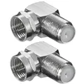 Produktbild: 2x F-Stecker - F-Buchse winkel Kupplung SAT Kabel TV Antennen Adapter Verbinder