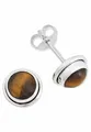 Produktbild: Ohrstecker 925 Silber Tigerauge brauner Stein Edelstein Ohrringe echt Silber Damen Sterling Silber Stecker Geschenk(MOS-048-18)