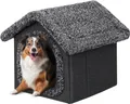 Produktbild: Haustierhütte Hundehaus Höhle Hundehütte Katzenhütte Hundehöhle Katzenhaus Hundekissen Katzenkissen flauschiges Haus, Schwarz, 46x52x53 cm