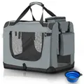 Produktbild: Juskys Hundetransportbox Lassie M faltbar & tragbar 42x60x44 cm mit Decke, Tasche & Griffen - Faltbare Transportbox für Hunde, Katzen & Haustiere - Oxford Stoff Hundebox Auto Hundetasche - Grau