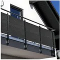 Produktbild: NYVI Balkonsichtschutz Polyrattan Balkon Sichtschutz Privafence Balkonbespannung Metallösen (1-St) UV-fest, Witterungsbeständig, 100% Blickdicht - Balkonumspannung grau 100 cm x 300 cm