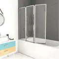 Produktbild: Badewannenaufsatz 3-teilig Aurlane Triple 143 x 125 cm Klarglas Profilfarbe chrom FAC276 - Transparent