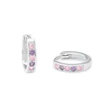 Produktbild: Amor Creolen 925 Sterling Silber Mädchen Kinder Ohrschmuck, mit Zirkonia synth., 1,2 cm, Lila, Kommt in Schmuck Geschenk Box, 2021277