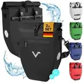 Produktbild: Valkental Fahrradtasche Gepäckträgertasche - Fahrradtasche für Gepäckträger, wasserdicht, große Reflektoren, 20L & 28L schwarz Spar-Bundle