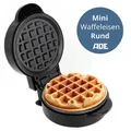 Produktbild: ADE Waffeleisen Mini Herzform oder runde Form für klassische belgische Waffeln, kleiner Waffelmaker mit Antihaftbeschichtung, Geburtstag, Valentinstag schwarz