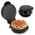 Produktbild: ADE Mini Waffeleisen | belgische Waffel runde Form | perfekt für eine Person, Party, Kindergeburtstag | hochwertige Antihaftbeschichtung | 550 W | schwarz