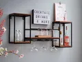 Produktbild: Woodkings Bar - Wandregal ARO mit Weinglashalter I Metall-Holz-Mix I 100x41x20 cm I 5 Ablagen I Wandbefestigung I Aufgebaut
