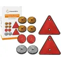 Produktbild: Anhänger Reflektoren Set 10 Stück Rückstrahler als Dreiecksreflektoren und Rundreflektoren 60 mm 80 mm mit E-Typ Prüfzeichen