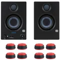 Produktbild: PreSonus Eris 3.5 BT II Generation Bluetooth 5.0 Aktive Studio Monitor-Boxen Lautsprecher 2nd Gen + keepdrum 8 Stück Schwingungsdämpfer Füße in Rot