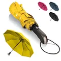 Produktbild: STYNGARD Regenschirm sturmfest bis 140 km/h - Taschenschirm mit Auf-zu-Automatik und zertifizierter Teflon-Beschichtung gegen Feuchtigkeitsschäden - langer Griff - Modell TRONDHEIM (Gelb)
