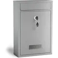 Produktbild: Wiltec - Briefkasten Silberfarben V11 Postkasten Mit Namensschild, Großem Briefschlitz Und 2 Schlüsseln Wandbriefkasten Aus Pulverbeschichtetem Stahl