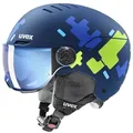 Produktbild: uvex Rocket jr Visor - robuster Skihelm für Kinder - Filterkategorie 2 - optimierte Belüftung - Blue Puzzle matt - 51-54 cm - Blau