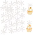 Produktbild: Morofme Essbare Schneeflocke für Tortendeko 50 Stück, Essbare Cupcake Topper, weißer Schneeflocke Esspapier für Hochzeit, Geburtstag, Jubiläum, Winter, Thema Tortendeko
