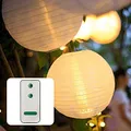 Produktbild: Hellum LED Lampion außen mit Fernbedienung I Wetterfest Lampion mit wetterfestem Teelicht I 12x30cm weiß Nylon Lampenschirm mit LED warmweiß I batteriebetrieben Laterne Garten Party 524512