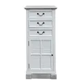 Produktbild: Grafelstein Hochschrank Beach House, H123 x B52 x T35 cm, weiß braun Schrank Kommode mit 3 Schubladen & 1 Fach, Hamptons Long Island