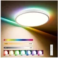 Produktbild: LQWELL Deckenleuchte LED Deckenlampe Dimmbar mit Fernbedienung, Flache Deckenbeleuchtung, RUND, LED fest integriert, 32W 3400LM, 3000-6500K RGB Weiß weiß 40 cm x 40 cm x 4 cm