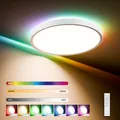 Produktbild: LQWELL® LED Deckenleuchte Dimmbar mit Fernbedienung, 32W 3400LM 3000-6500K RGB LED Deckenlampe, Runde Flache Deckenbeleuchtung IP44 , 400 * 40mm