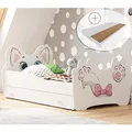 Produktbild: Kids Collective Kinderbett Jugendbett 80x160 cm mit Matratze, Schublade und Lattenrost, Motiv Katze MDF-Holz Made in Europe | von 3. bis 10. Lebensjahr