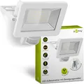 Produktbild: goobay 53884 LED Strahler Bewegungsmelder Außen 50W / PIR Sensor Außenstrahler IP44 / Neutralweißes Licht 4250 lm/LED Scheinwerfer Fluter Wandmontage/Gartenstrahler/Weiß
