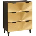 Produktbild: vidaXL Sideboard Schwarz und Gold 60 x 33 x 75 cm massives Mangoholz