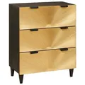 Produktbild: Kommode Sideboard Schwarz Und Gold 60x33x75 Cm Massives Mangoholz