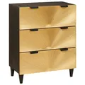 Produktbild: Sideboard Schwarz und Gold 60 x 33 x 75 cm massives Mangoholz Sideboard Lagerung
