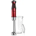 Produktbild: Arendo - Stabmixer, 1000 W, Edelstahl Pürierstab in rot, Handmixer mit Becher, stufenlose Regelung - Rot/Silber