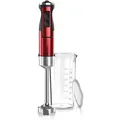 Produktbild: Stabmixer, 1000 W, Edelstahl Pürierstab In Rot, Handmixer Mit Becher, Stufenlose Regelung - Arendo