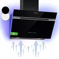 Produktbild: Klarstein Dunstabzugshaube 60cm, Abluft/Umluft-Dunstabzugshaube mit RGB-LEDs, Leistungsstarke Abzugshaube, 594 m³/h Luftstrom, Schräghaube mit Energieeffizienzklasse A, Dunstabzug 60 cm