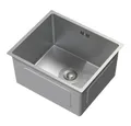 Produktbild: ML-DESIGN Küchenspüle Spülbecken aus Edelstahl, mit Ab- und Überlaufgarnitur & Siphon, 34/34 cm, Silber Einzelbecken Waschbecken Küche Spüle Edelstahlspüle