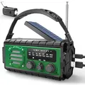 Produktbild: MILFECH 20000mAh Solar Radio, AM/FM Kurbelradio Tragbar Dynamo Wetter Notfallradio, LED Taschenlampe & Leseleuchte, Type-C Aufladen, SOS Alarm, IPX6 für Camping Outdoor(Grün)