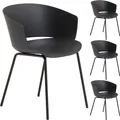 Produktbild: Gartenstuhl NIVEL im 4er Set aus Alu und Kunststoff schwarz, schlanker Terrassenstuhl aus Polypropylen und Metall, Sitzschale UV-beständig