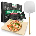 Produktbild: Pizza Divertimento - DAS ORIGINAL - Pizzastein für Backofen & Gasgrill – inkl. Pizzaschieber – Vergleich.org ausgezeichnet - Pizza Stein – Für knusprigen Boden & saftigen Belag - Inkl. e-Rezeptbuch